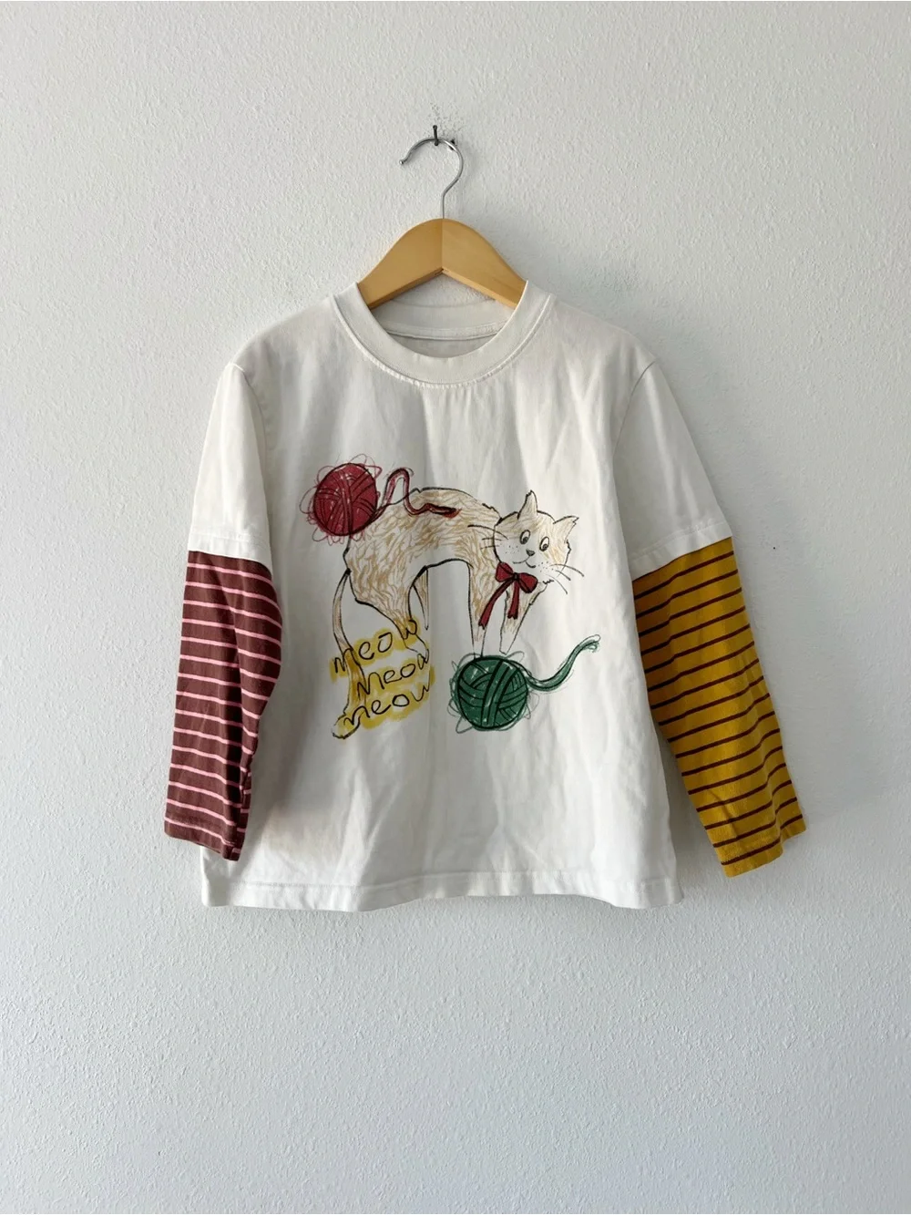 OLAMIMI KIDS | Meow Meow Layered Graphic Tee | 7-8